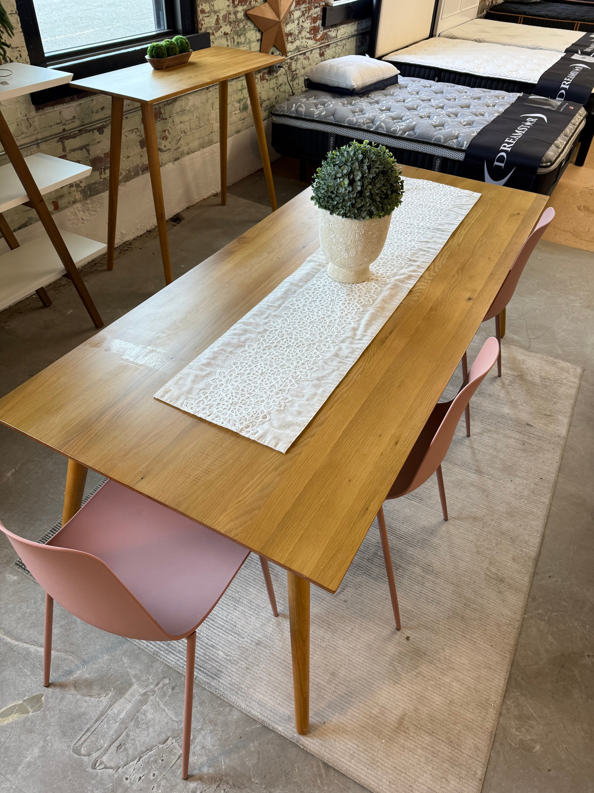 86.5" Dining Table w/Round Legs (Oak) - Pull Up A Couch