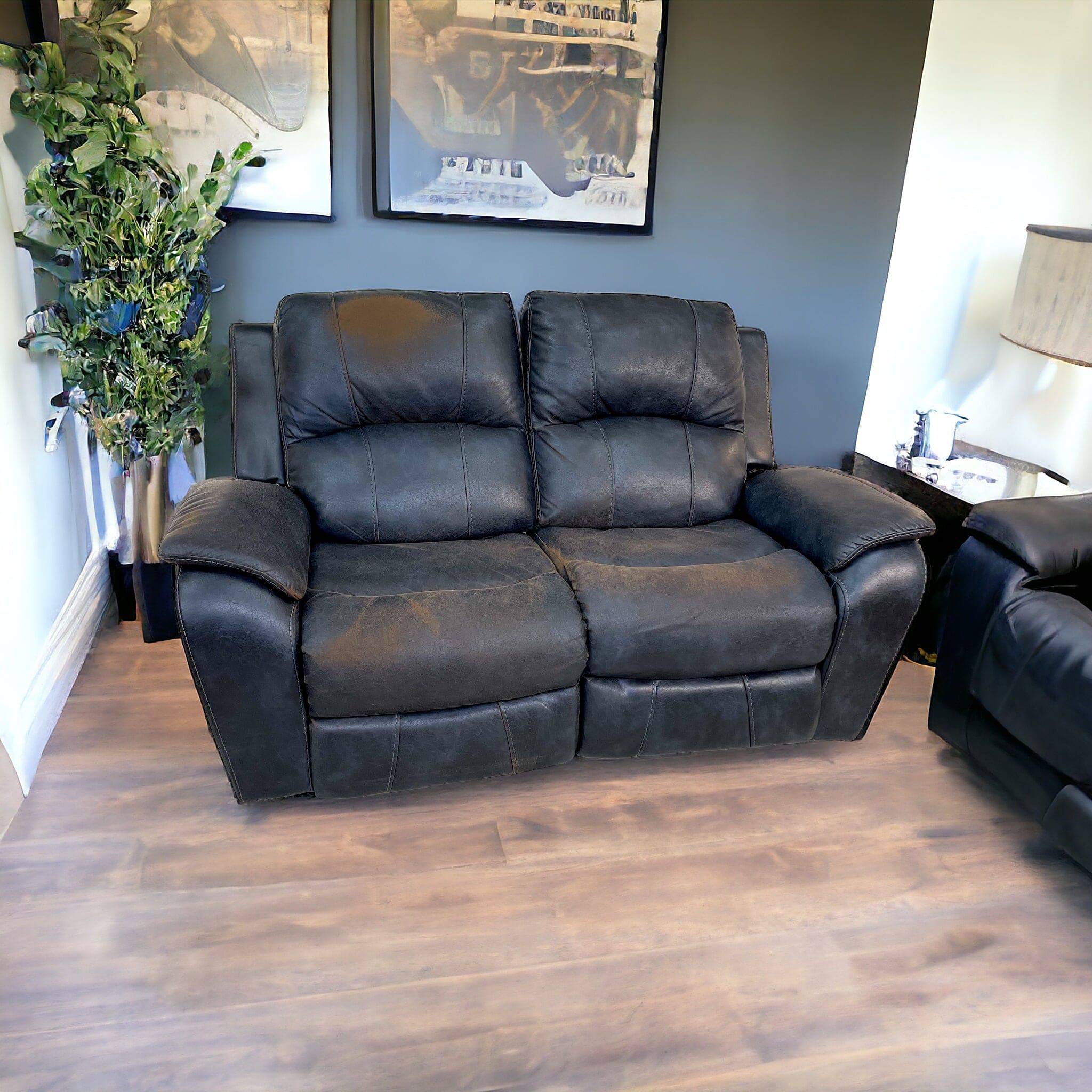Leather Loveseat w/ Power Recliners & Headrests