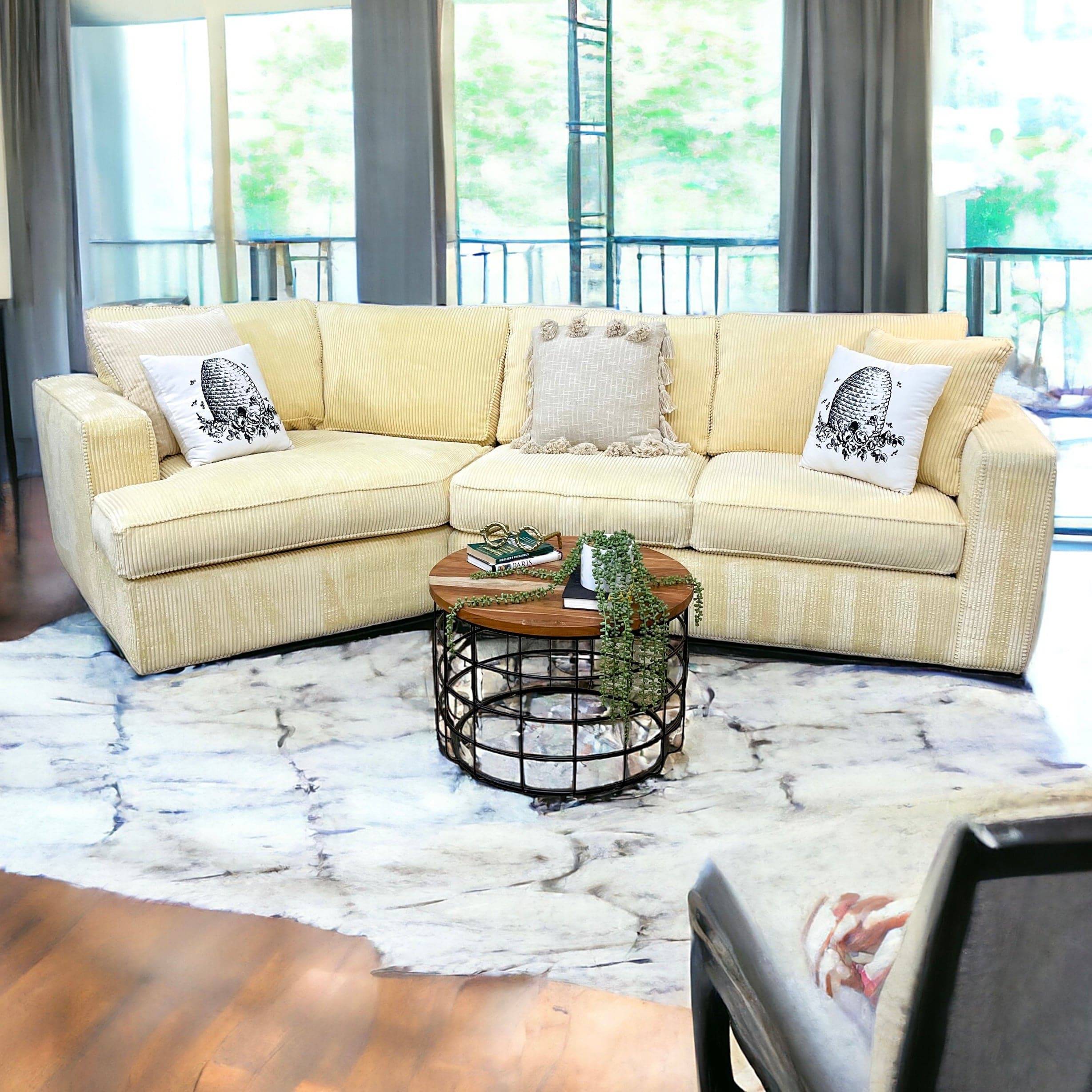 Circle Furniture 2pc Cuddle Couch and Corduroy Fabric