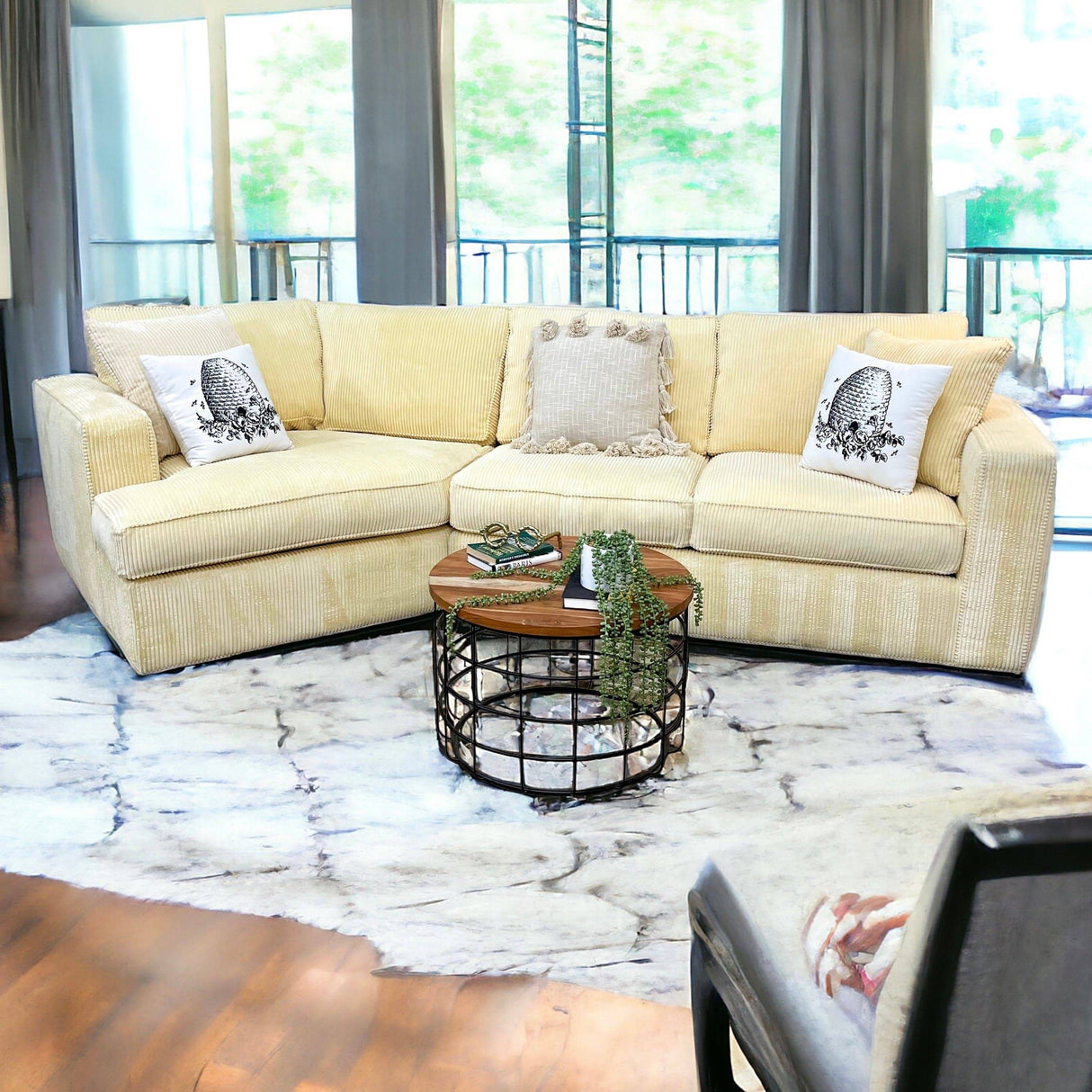 Circle Furniture 2pc Cuddle Couch and Corduroy Fabric - Pull Up A Couch