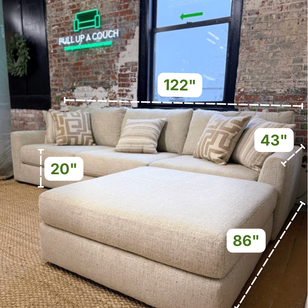 Sequoia Sectional with Chaise (3pc + Ottoman) - Pull Up A Couch
