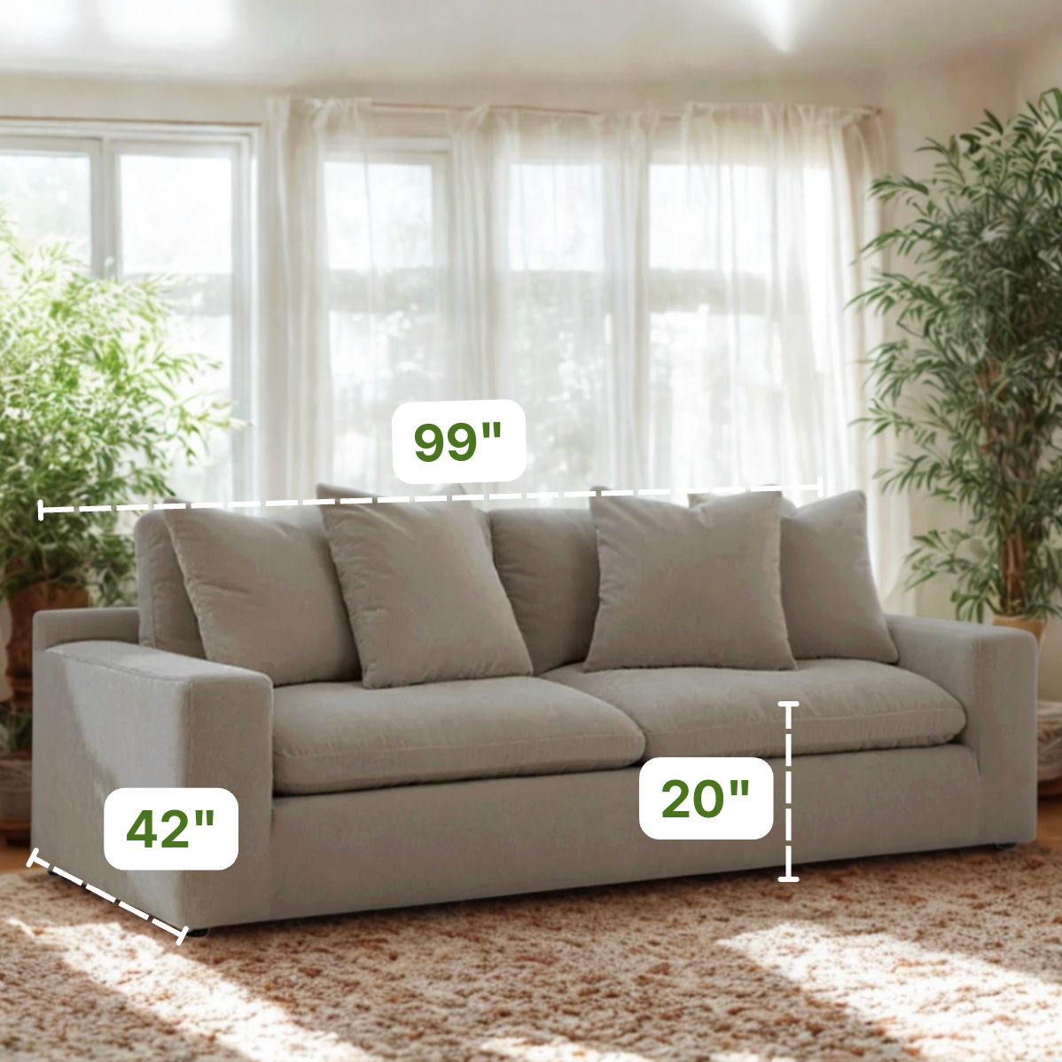 Ashley Furniture Nova Cloud Sofa in a modern living room setting, showcasing its plush cushions and sleek design.