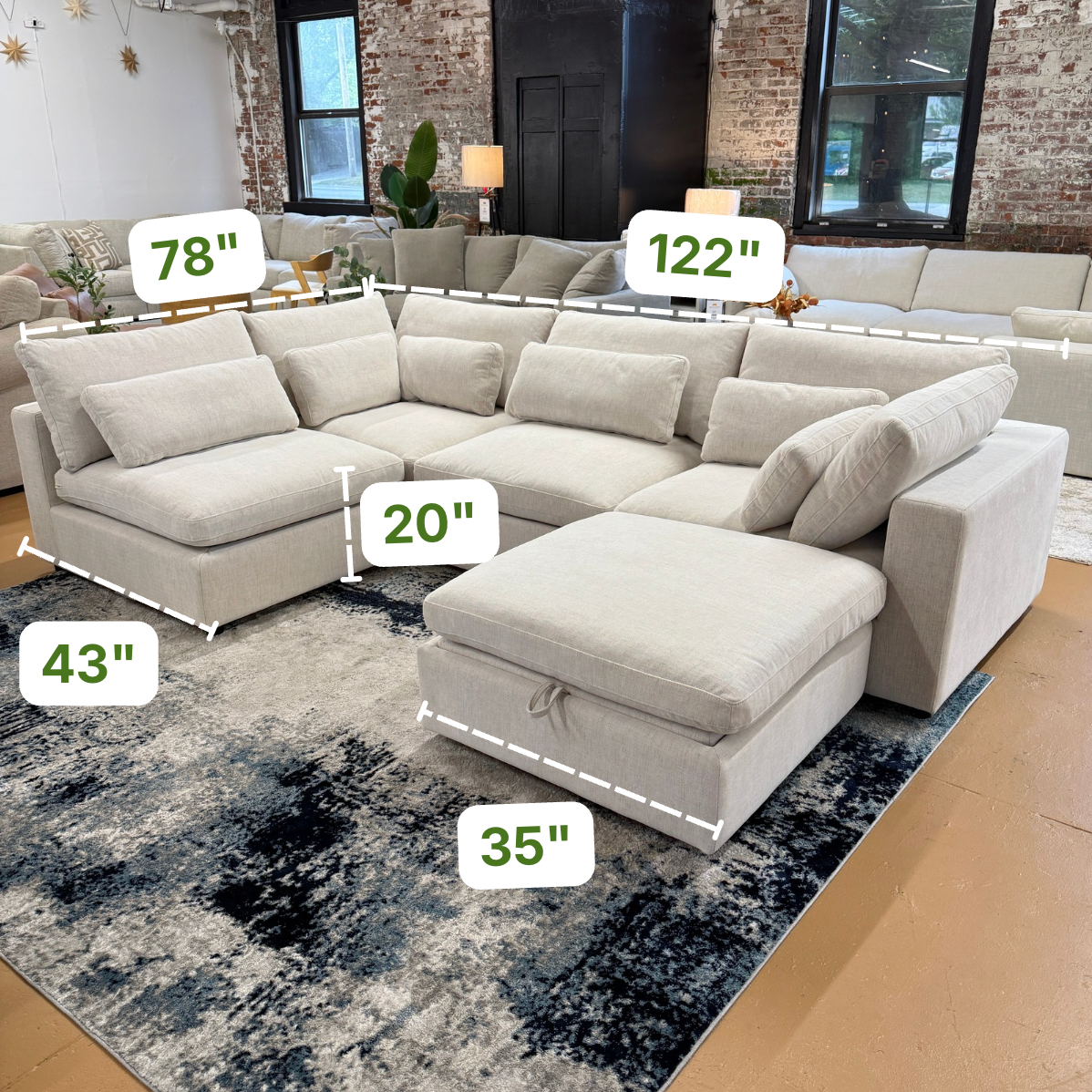 Serenity Cloud Sectional w/Storage Ottoman (5pc)