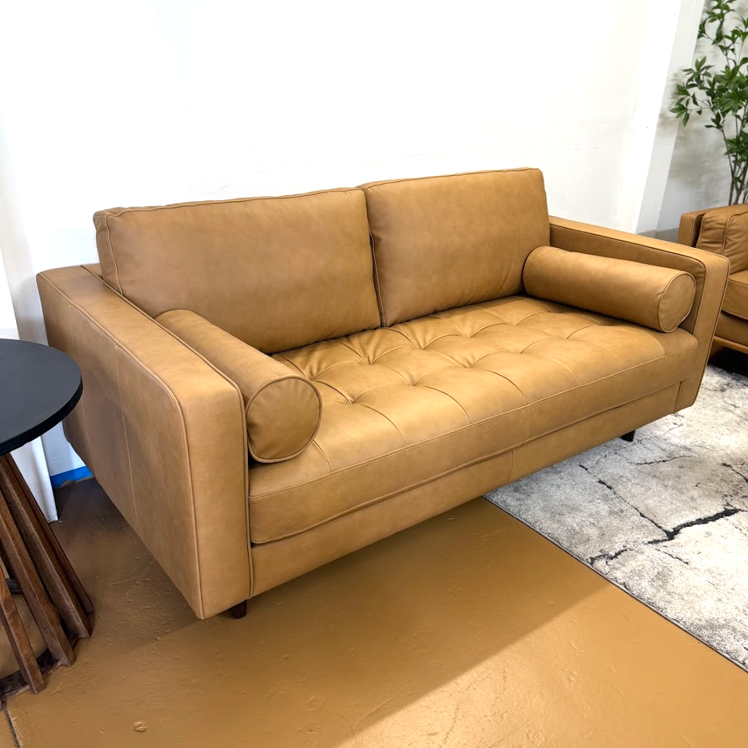 Sven Tufted Loveseat (Charme Tan Leather)