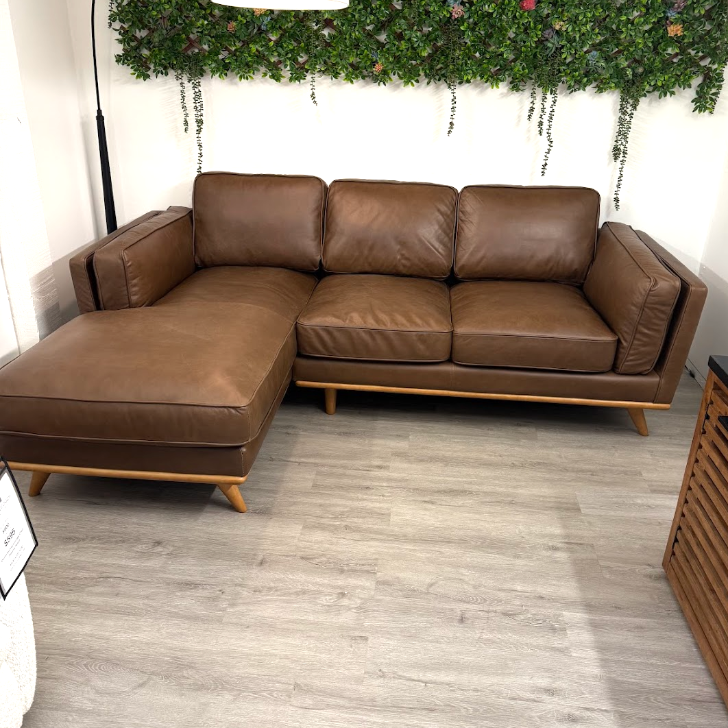 93" Genuine Leather Sectional w/ Chaise (Charme Chocolate)