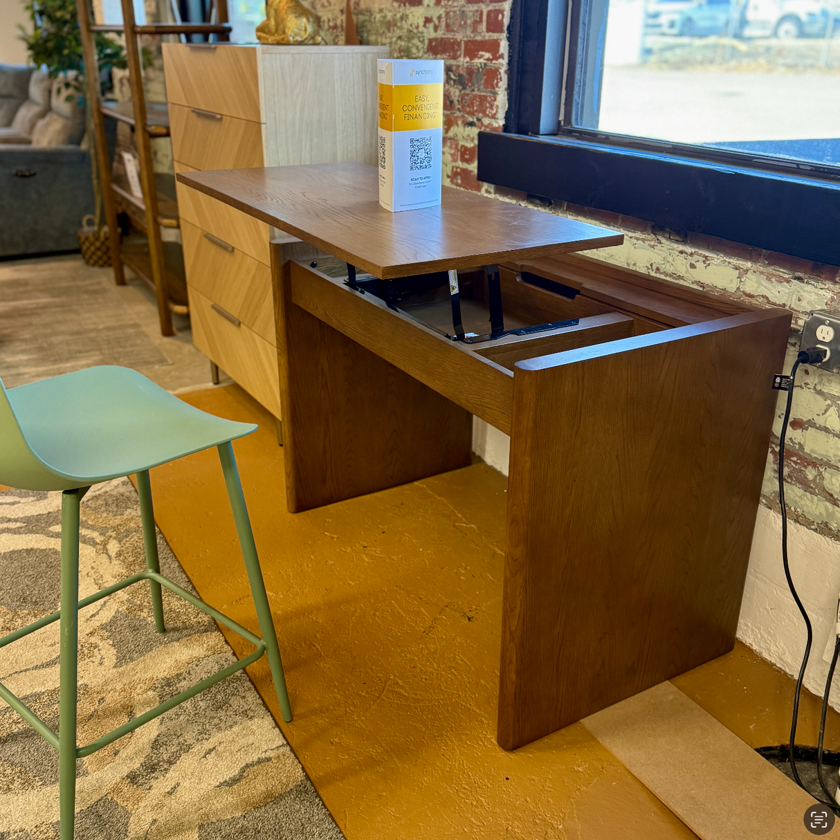 44" Wide Smoked Oak Desk (Adjustable Height) - Pull Up A Couch