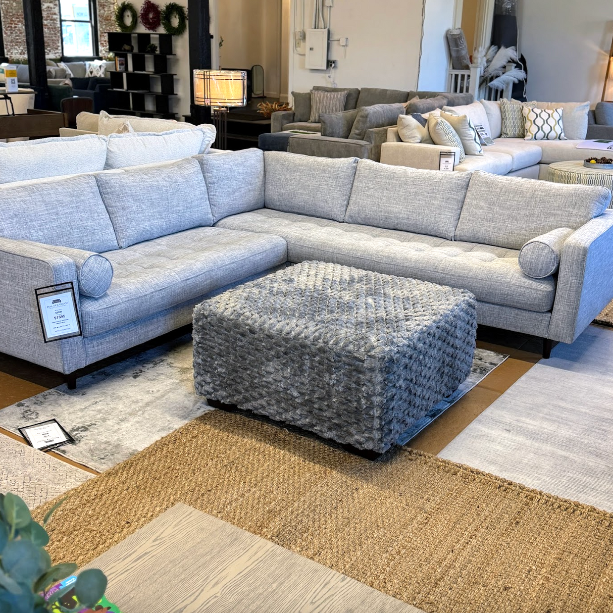 107" Tufted Corner Sectional - Stone Gray - Pull Up A Couch