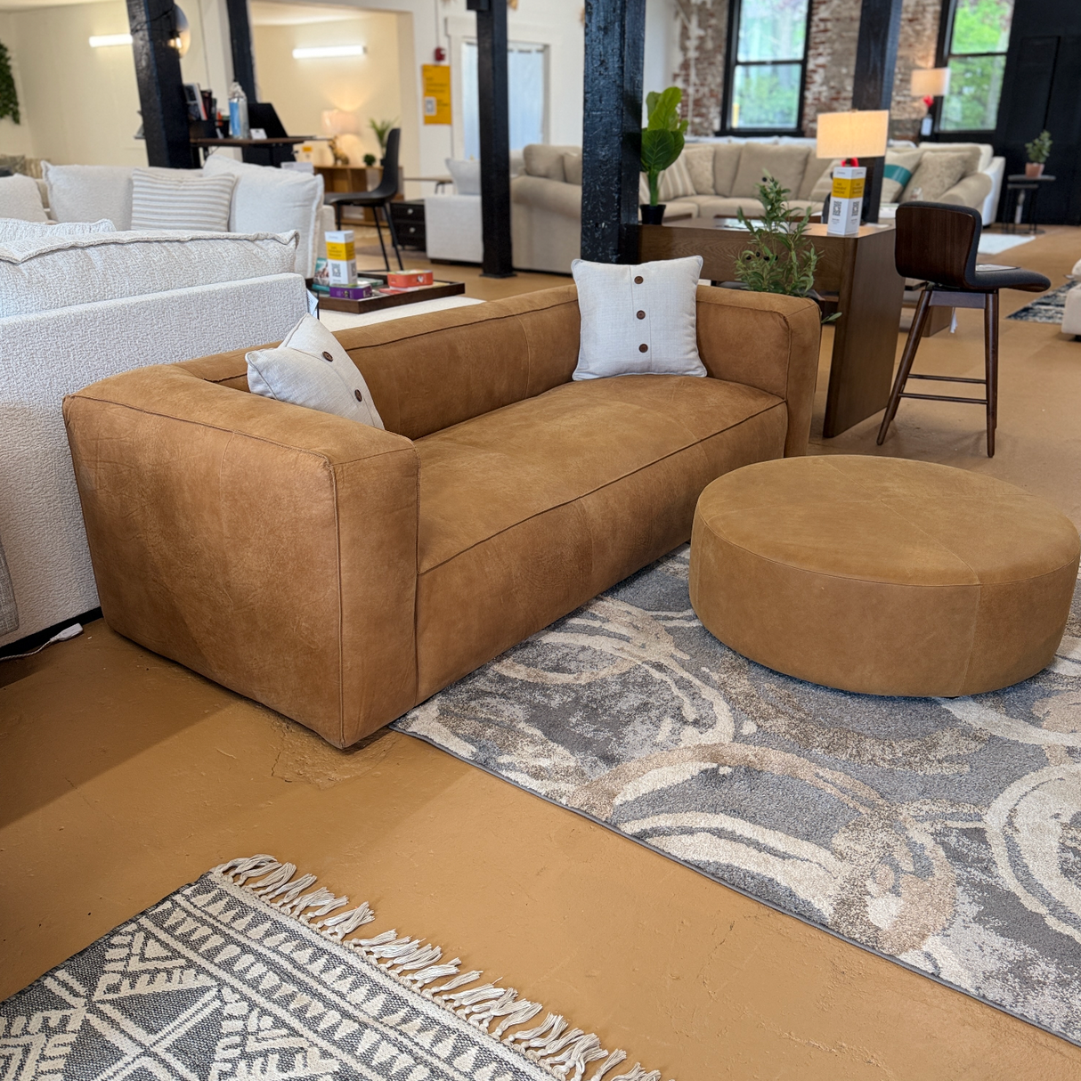 92" Genuine Leather Sofa (Rawhide Tan) - Pull Up A Couch