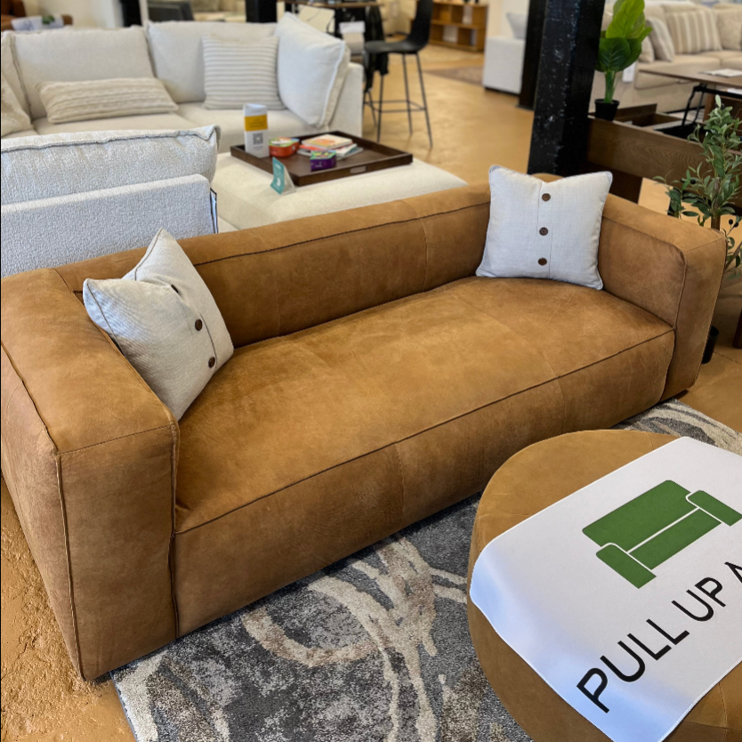 92" Genuine Leather Sofa (Rawhide Tan) - Pull Up A Couch