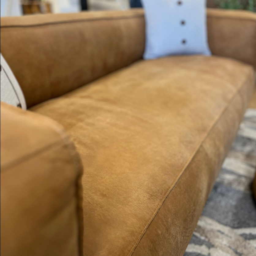 92" Genuine Leather Sofa (Rawhide Tan) - Pull Up A Couch