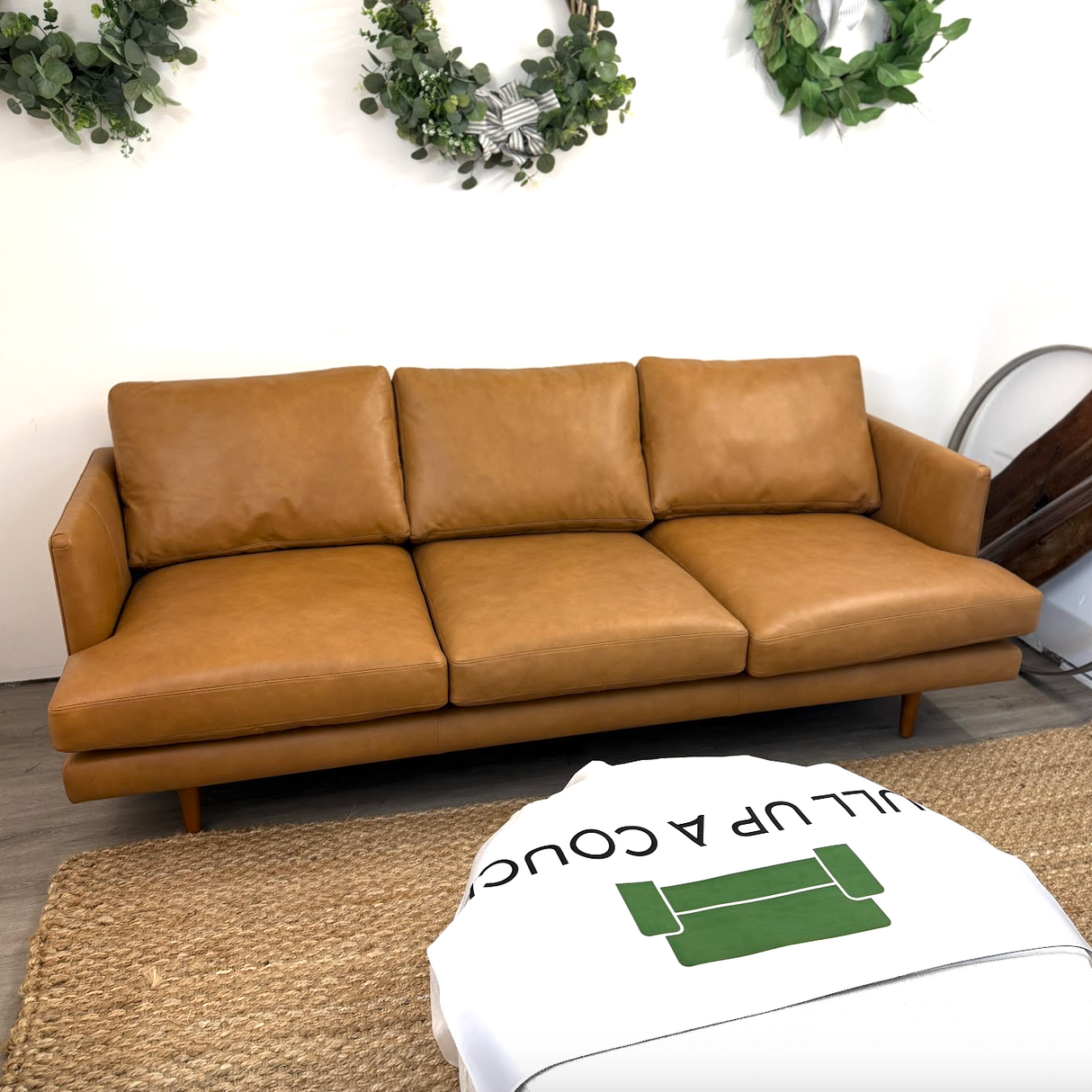 83.5" Genuine Leather Sofa (Bella Caramel)