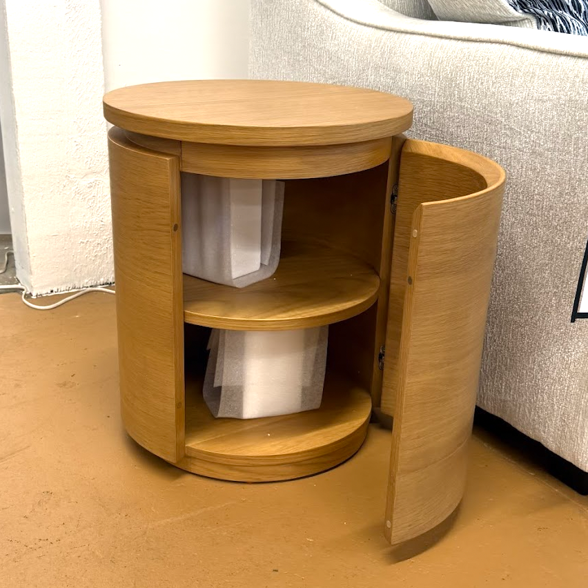 MCM-Style Storage Side Table (Natural Oak)