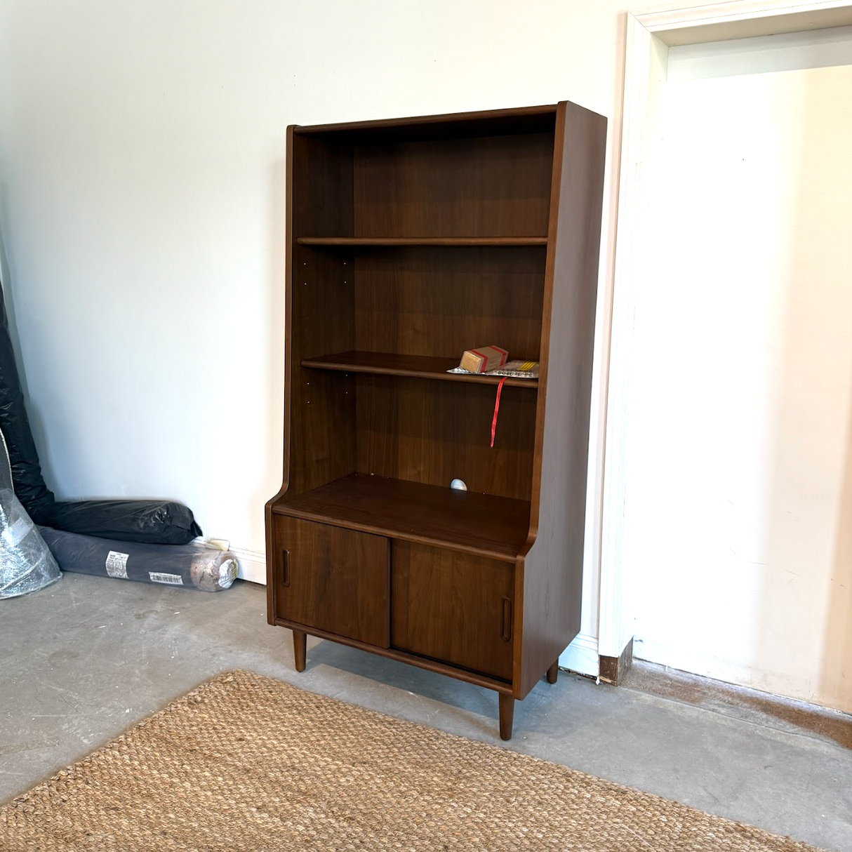 Walnut MCM Bookcase w/ Storage