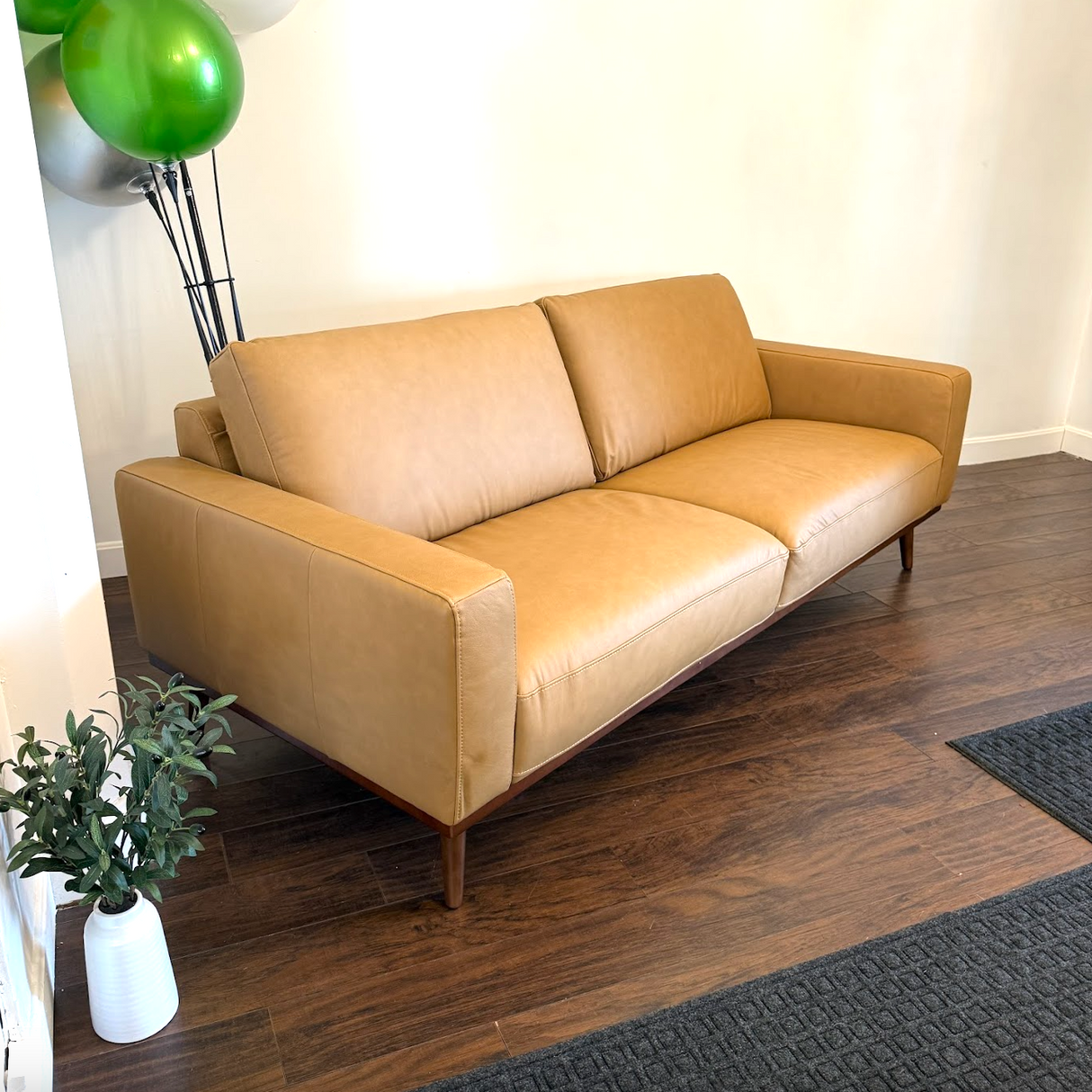84" MCM Genuine Leather Sofa (Charme Tan)