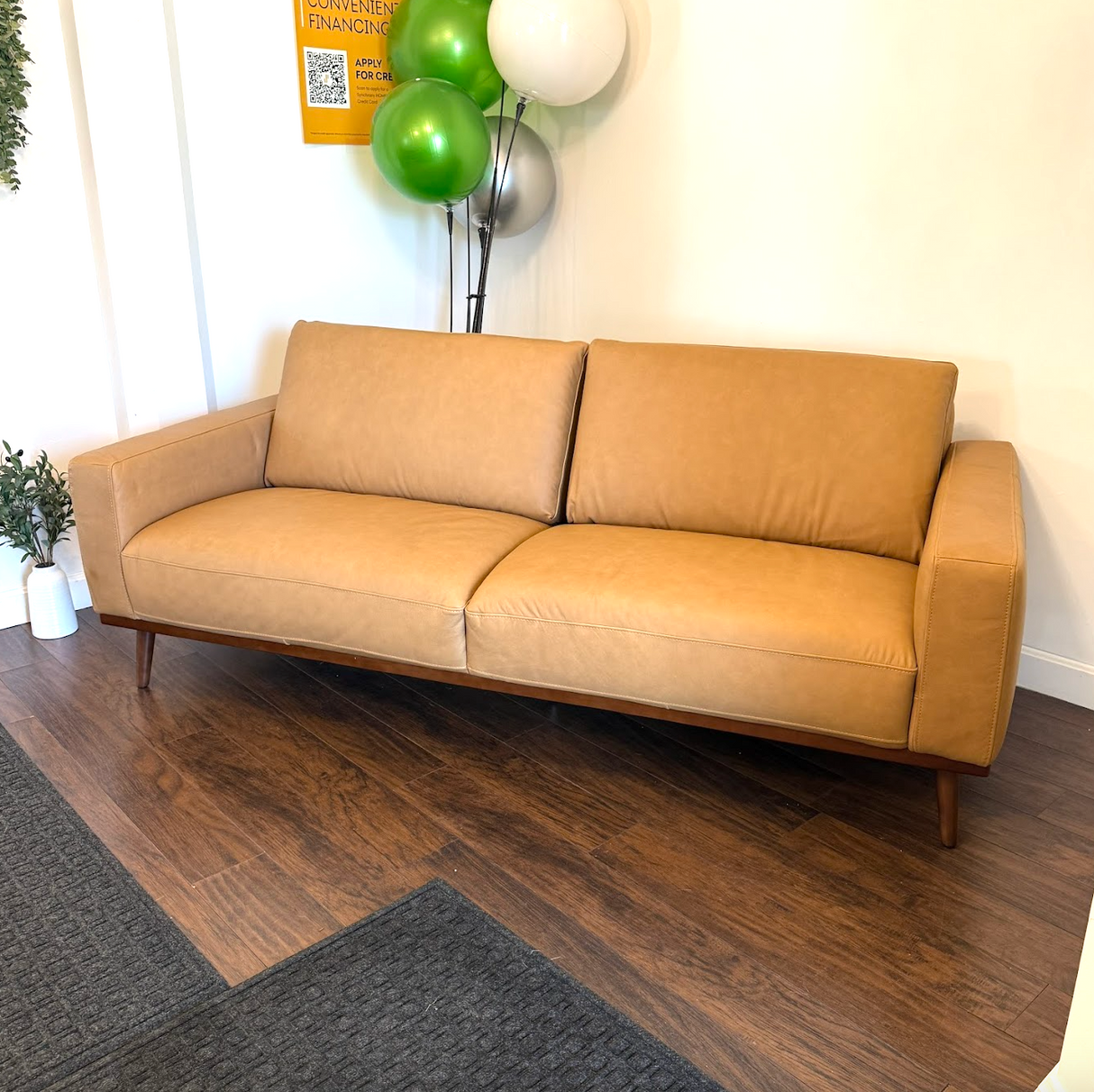 84" MCM Genuine Leather Sofa (Charme Tan)