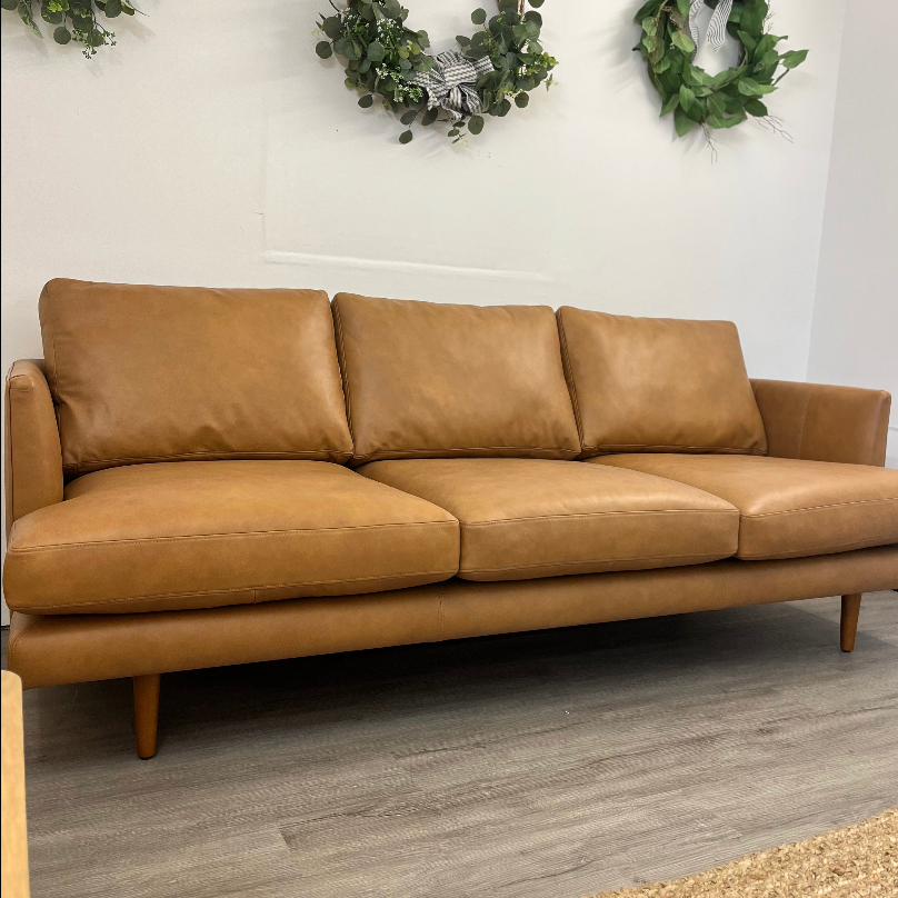 83.5" Genuine Leather Sofa (Bella Caramel)