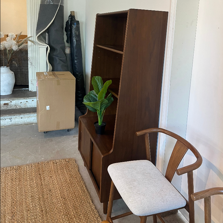 Walnut MCM Bookcase w/ Storage