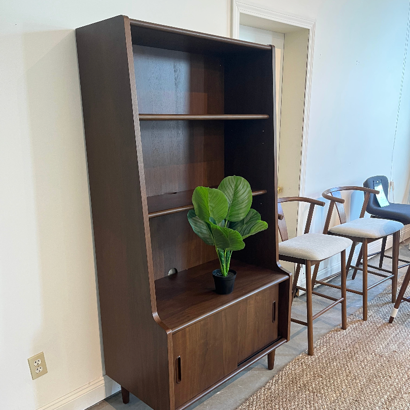 Walnut MCM Bookcase w/ Storage