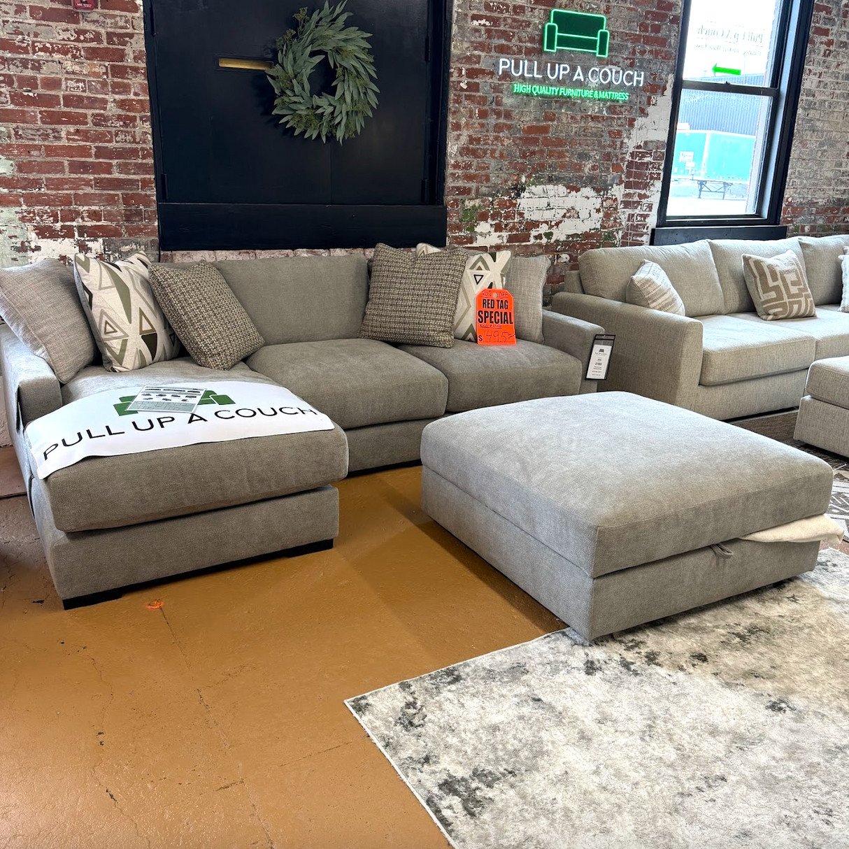 Riverview 3pc Sofa w/ Chaise + Ottoman (Clearance)