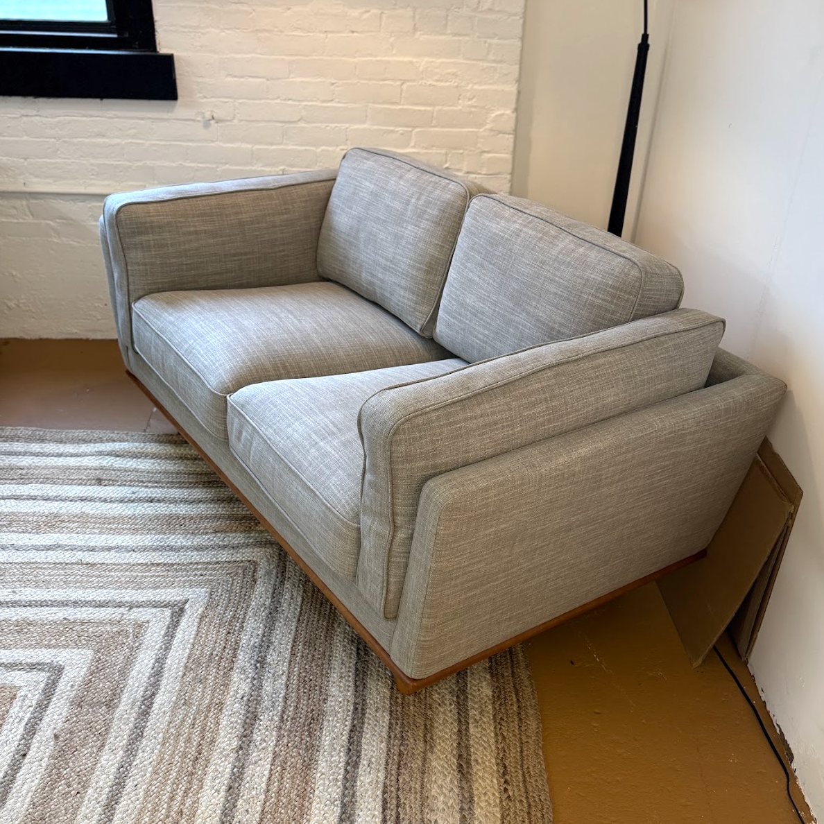 66.5" MCM Loveseat (Rain Cloud Gray/Honey Oak)