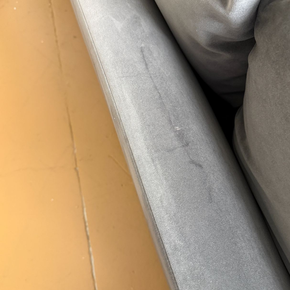 Hale Warm Gray 92-inch velvet corner sectional by Article, showing plush fabric and modern corner sofa design.
