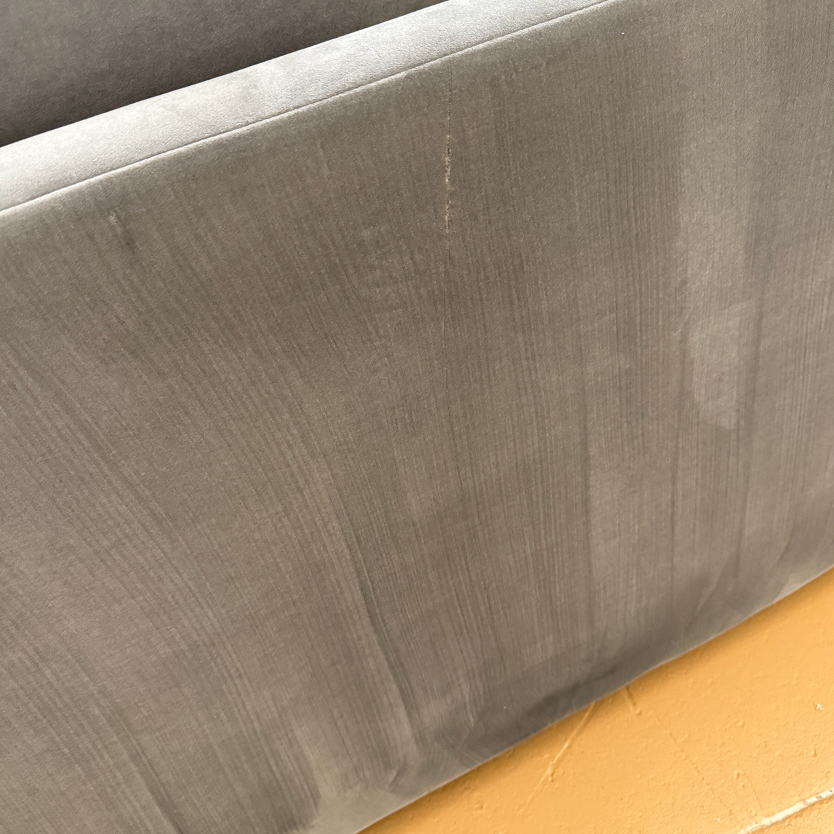 Hale Warm Gray 92-inch velvet corner sectional sofa by Article, featuring plush cushions and modern design in a living room setting.