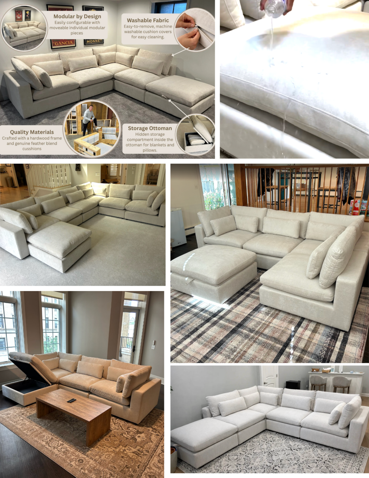 Pull Up A Couch Serenity Cloud sectional sofa with plush back cushions, two-piece sectional for comfortable modern living.
