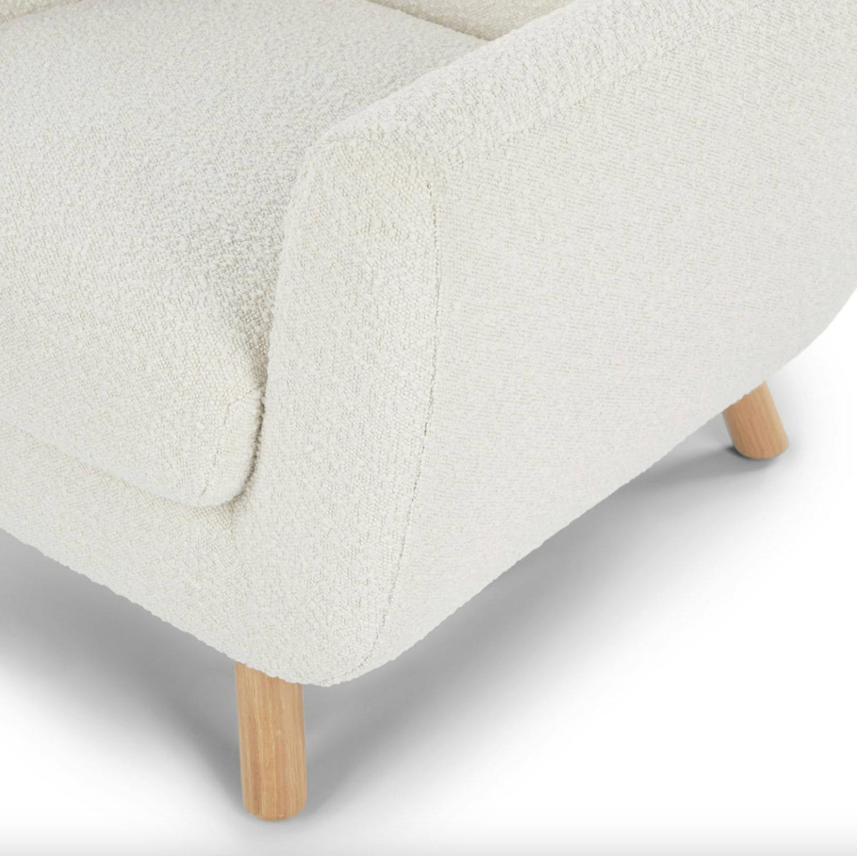 MCM-Style Bouclé Lounge Chair (Ivory)
