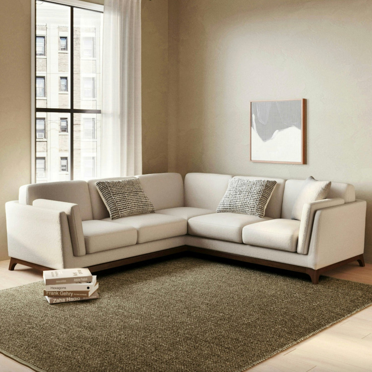 88" Corner Sectional (Chalk Gray/Walnut)