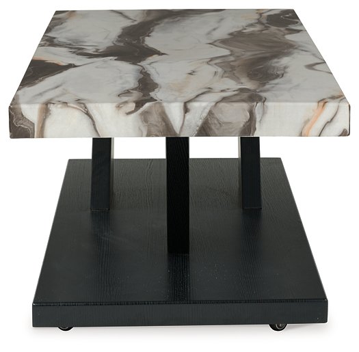 Set of three Ashley Furniture Cendill side tables in natural wood finish, showcasing modern design and sleek surfaces.