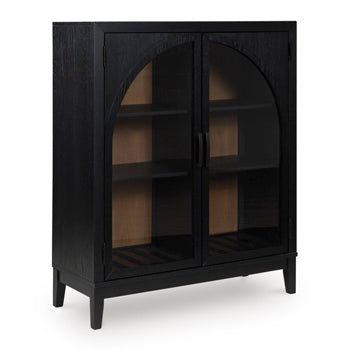 Ashley Furniture Armenleigh accent cabinet with closed doors, featuring a stylish design and wood finish for living room decor.