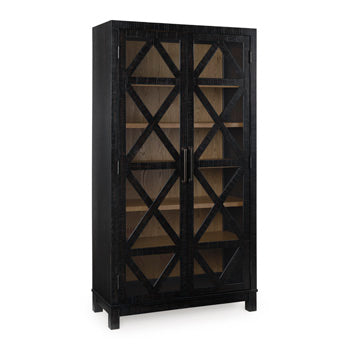 Ashley Furniture Christop Accent Cabinet shown from an angled view, featuring a sleek closed-door design and modern wood finish.