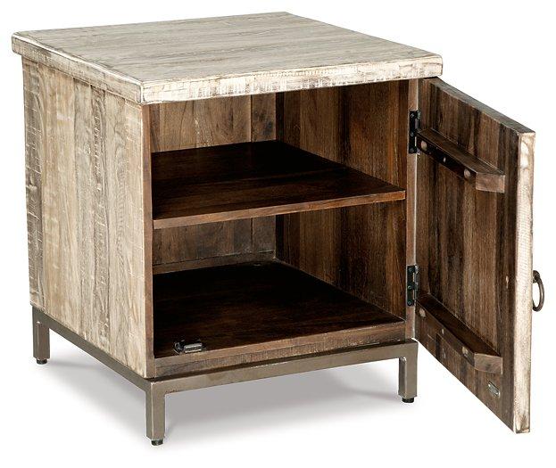 Ashley Furniture Laddford Accent Cabinet with wood finish, featuring stylish door panels and storage compartments.