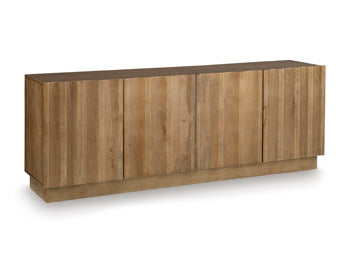 Ashley Furniture Timkins Accent Cabinet with closed doors, showcasing a stylish wooden finish and modern design.