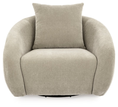 Ashley Furniture Yahya swivel accent chair with plush fabric and modern design, shown in a head-on view.