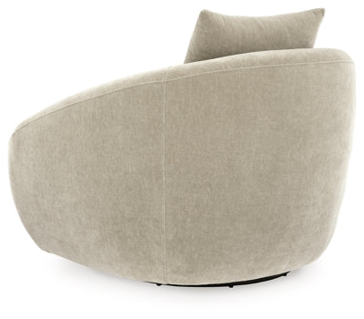 Ashley Furniture Yahya swivel accent chair with plush fabric and modern design, shown from the back view.