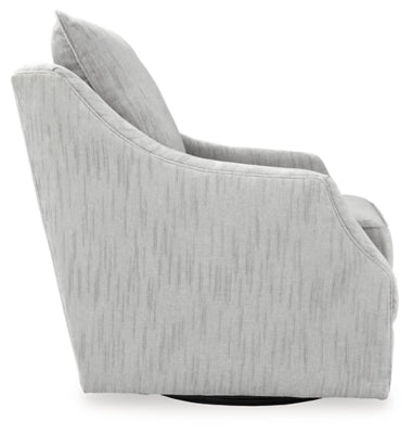 Ashley Furniture Gubbins swivel accent chair with plush upholstery and modern design, shown from a side view.