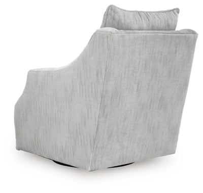 Ashley Furniture Gubbins swivel accent chair with plush upholstery and a modern design, shown from the back view.