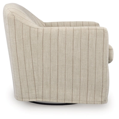 Ashley Furniture Valwick swivel accent chair with plush fabric and modern design, shown from a side angle.