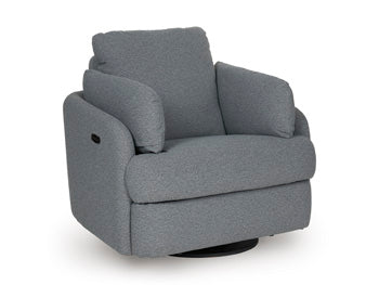 Ashley Furniture Alainmont Next-Gen Nuvella swivel power recliner accent chair with plush upholstery and modern design.