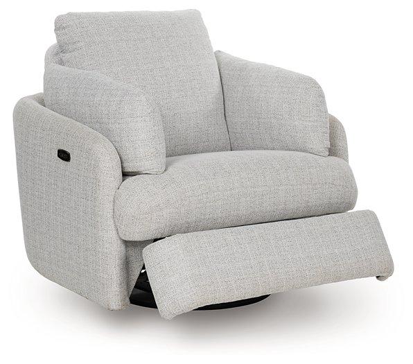 Ashley Furniture Alainmont Next-Gen Nuvella swivel power recliner accent chair with plush fabric and modern design.