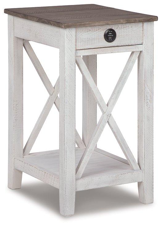 Ashley Furniture Adalane Accent Table with a sleek wooden top and metal legs, perfect for living room or bedroom decor.