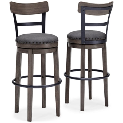 Ashley Furniture Caitbrook bar height bar stool with wooden legs and cushioned seat in a modern design