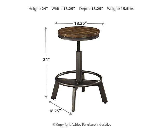 Set of three Ashley Furniture Torjin barstools with wooden seats and metal legs, perfect for kitchen or bar counter seating.