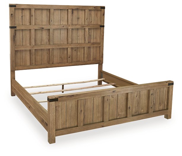 Ashley Furniture Ridgester Bed with dark wood finish, featuring a contemporary design and a sturdy headboard.