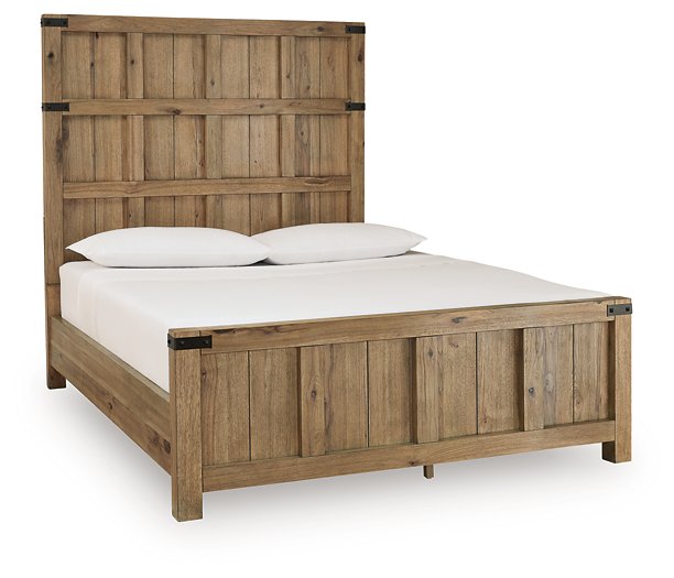 Ashley Furniture Ridgester Bed with a dark wood finish, showcasing a stylish headboard and elegant design.