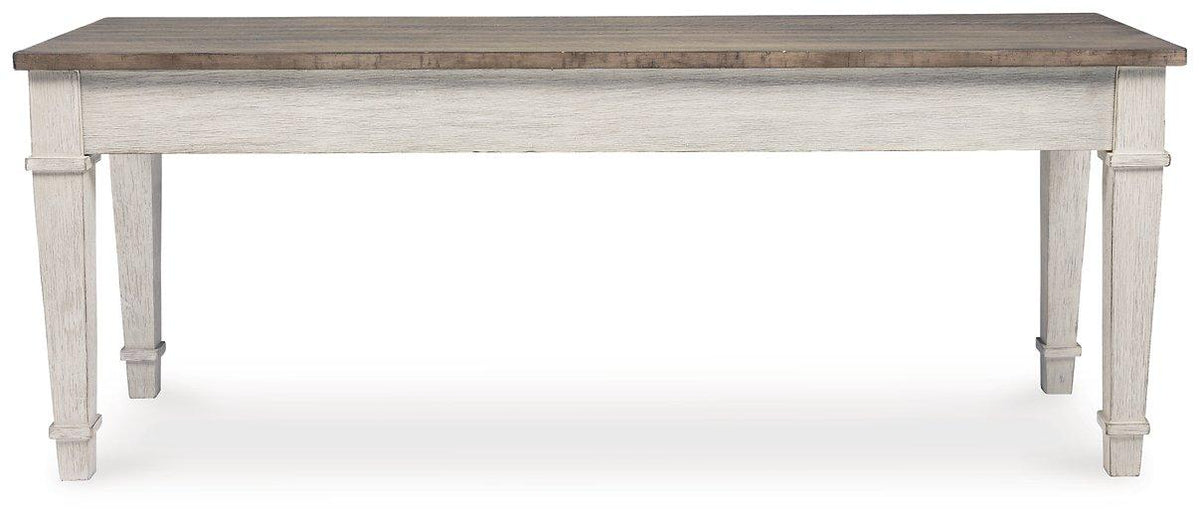 Ashley Furniture Skempton storage bench with cushioned top and wooden base, ideal for entryways or living rooms.