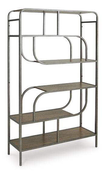 Ashley Furniture Jaddon bookcase with wooden shelves and open storage, perfect for living room or office organization.