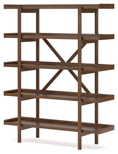Ashley Furniture Lyncott 70-inch wooden bookcase with multiple shelves for storage and display.