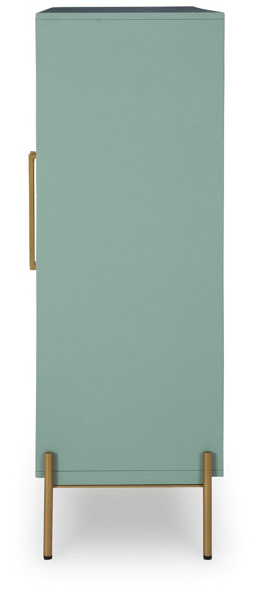 Ashley Furniture Adwen Accent Cabinet with sleek wood finish and modern design, featuring storage drawers and decorative accents.